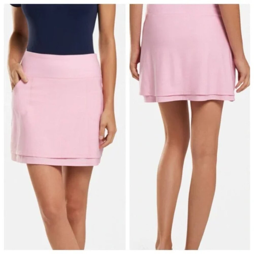 Peter Millar Performance Convertible Layered Pockets Swing Skort Tennis Gold Ski